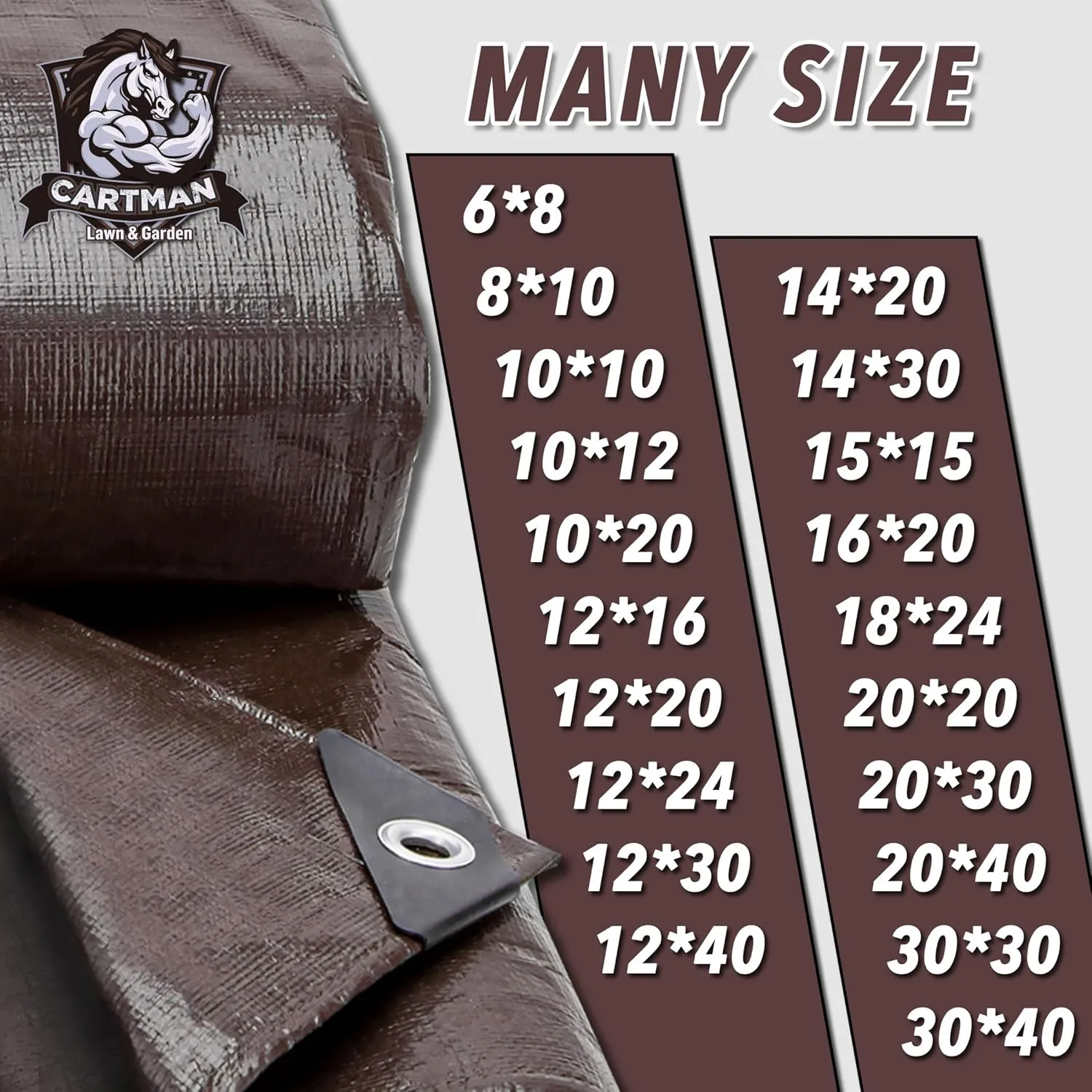 CARTMAN Finished Size 10x12 Feet Extra Thick 20 Mil Brown Ultra Heavy Duty Poly Tarp, Multipurpose Protective Cover, UV Resistant, Waterproof Poly Tarpaulin with Reinforced Edges