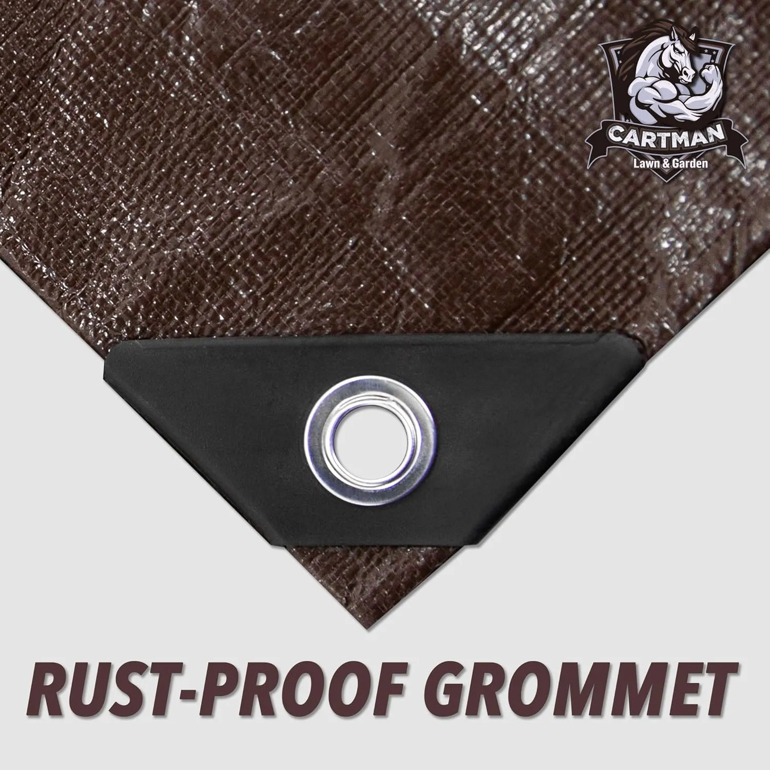 CARTMAN Finished Size 10x12 Feet Extra Thick 20 Mil Brown Ultra Heavy Duty Poly Tarp, Multipurpose Protective Cover, UV Resistant, Waterproof Poly Tarpaulin with Reinforced Edges