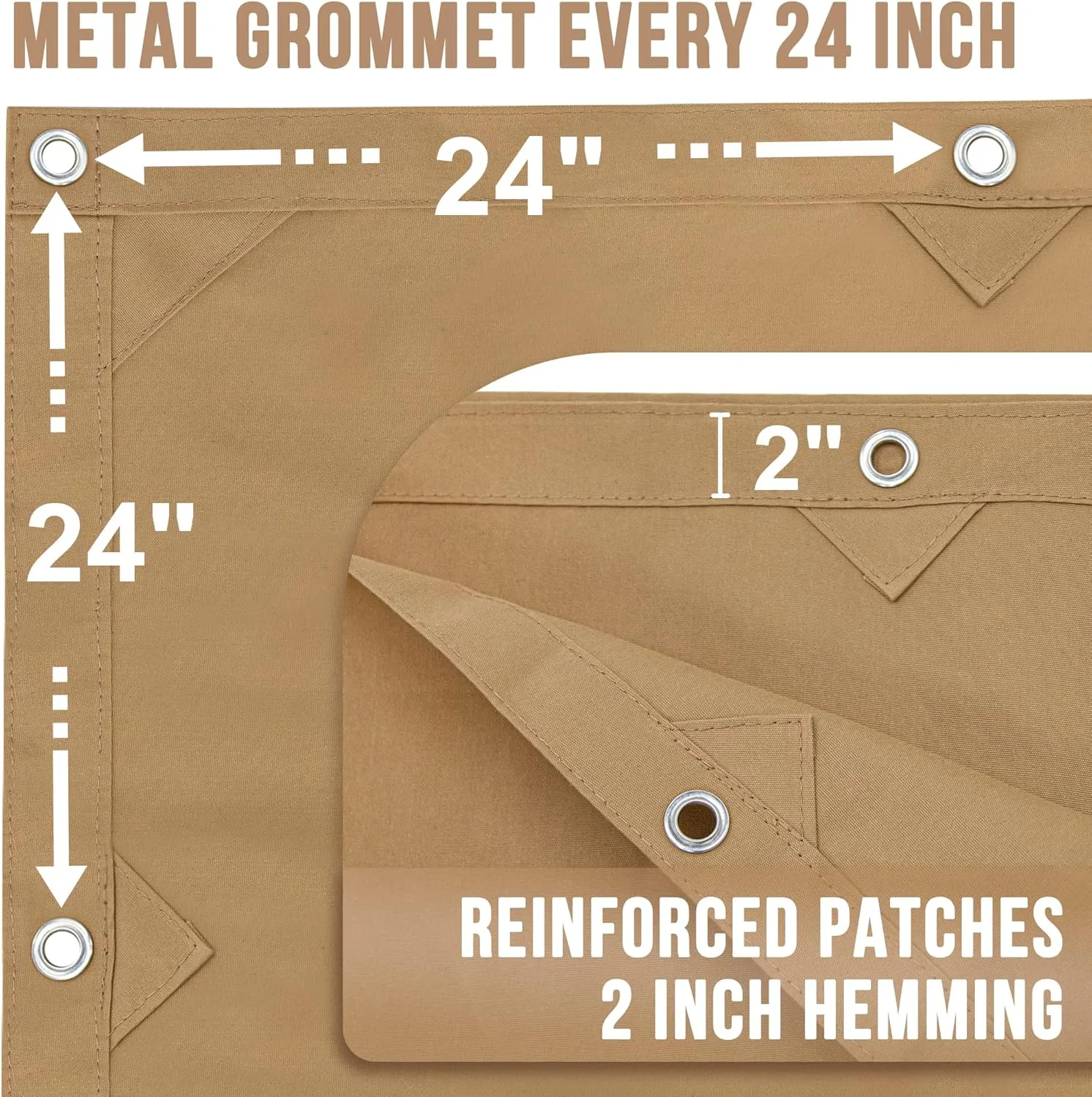 CARTMAN Finished Size 5x7 Feet Tan Canvas Tarp with Rustproof Grommets, 12 Oz Heavy Duty Multipurpose Tarpaulin Cover for Canopy Tent, Roof, Camping, Woodpile