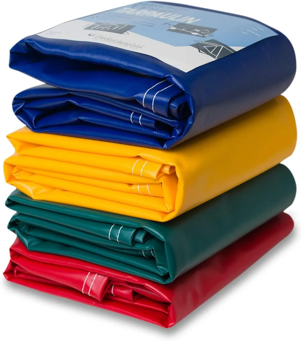 CCS Waterproof Vinyl Tarp – Heavy Duty Tarpaulin with Rustproof Grommets for Truck Cover, Construction, Farm Equipment & Outdoor Protection (Blue, 8x10 Ft)