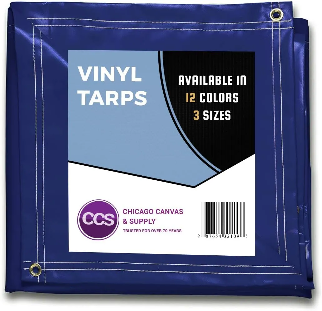 CCS Waterproof Vinyl Tarp – Heavy Duty Tarpaulin with Rustproof Grommets for Truck Cover, Construction, Farm Equipment & Outdoor Protection (Blue, 8x10 Ft)