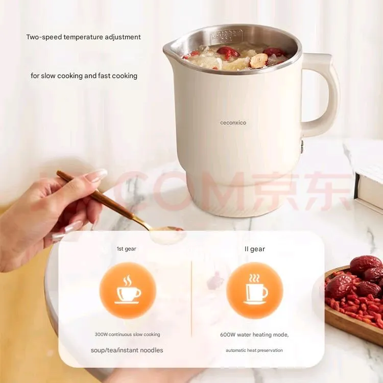 cecon portable kettle travel foldable small kettle electric kettle heating water cup stainless steel
