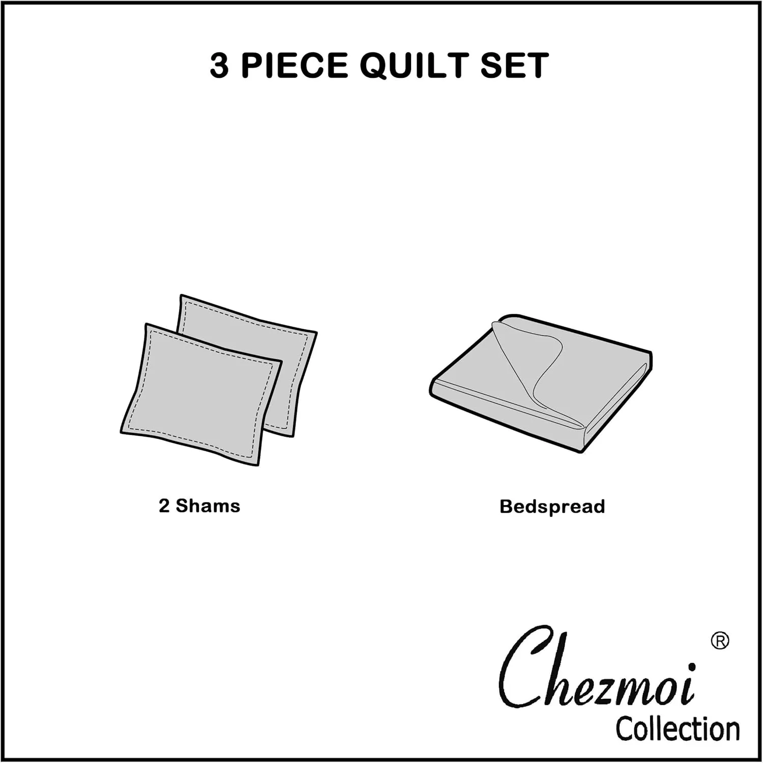 Chezmoi Collection Kingston Queen Size Bedspread Set, 3-Piece Brown Oversized Quilted Microfiber Lightweight Bedspread Coverlet (100"x106") for All Seasons