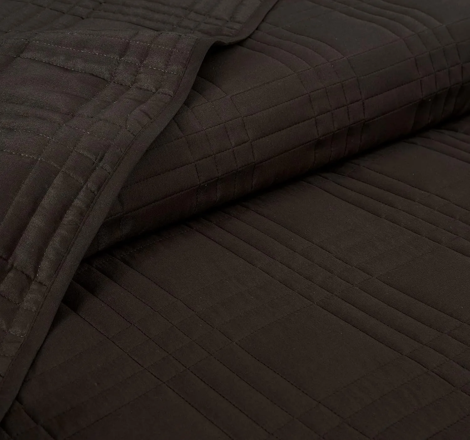 Chezmoi Collection Kingston Queen Size Bedspread Set, 3-Piece Brown Oversized Quilted Microfiber Lightweight Bedspread Coverlet (100"x106") for All Seasons
