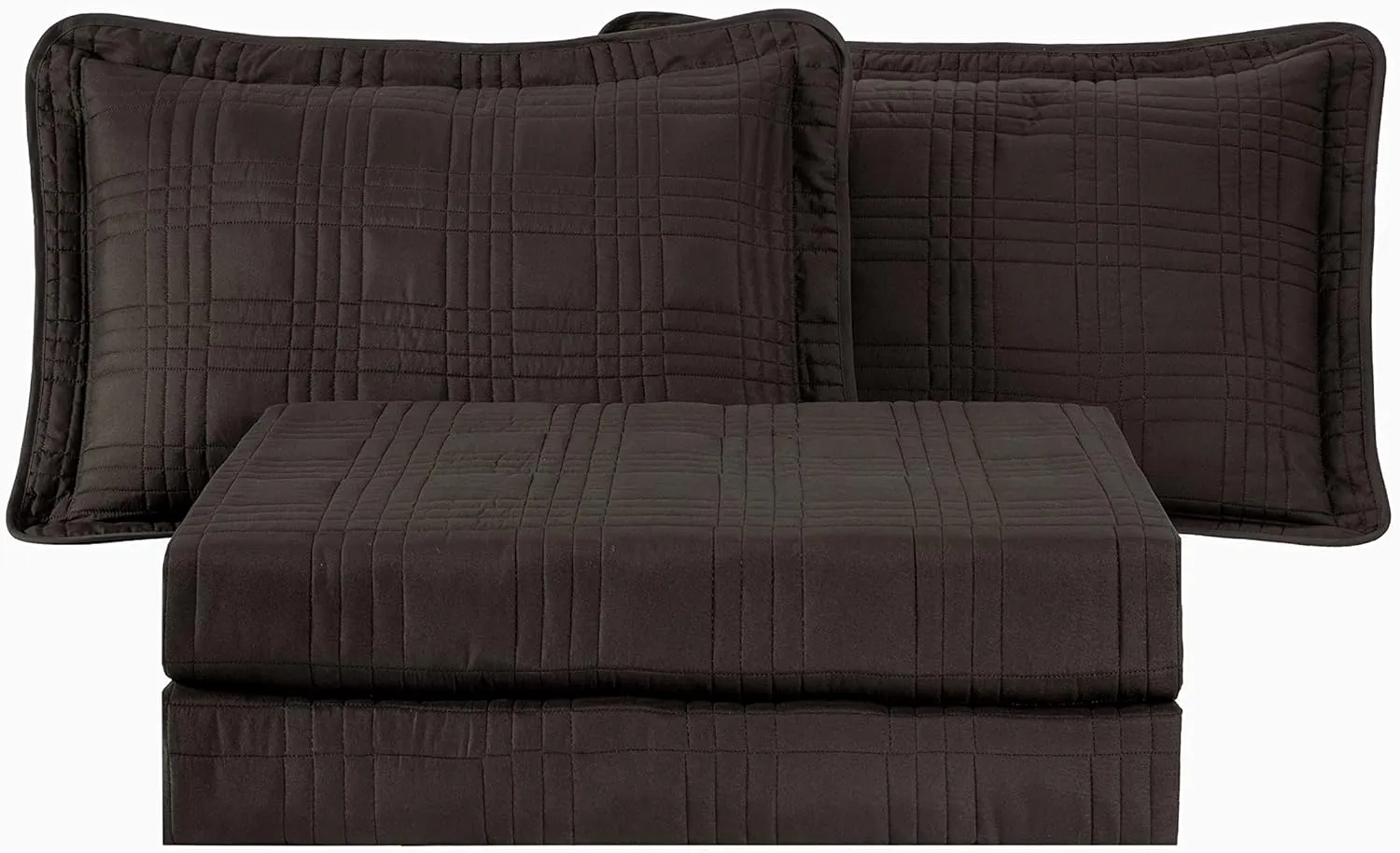 Chezmoi Collection Kingston Queen Size Bedspread Set, 3-Piece Brown Oversized Quilted Microfiber Lightweight Bedspread Coverlet (100"x106") for All Seasons