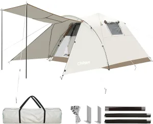 Chihee Camping Tents Pop-Up Portable Tent Outdoor Shelter,Family Tent 2 Doors Instant Set up Large Weatherproof Tent 4 Seasons Tents with Screened Porch Room Awning Include Rain Fly Carry Bag Hiking