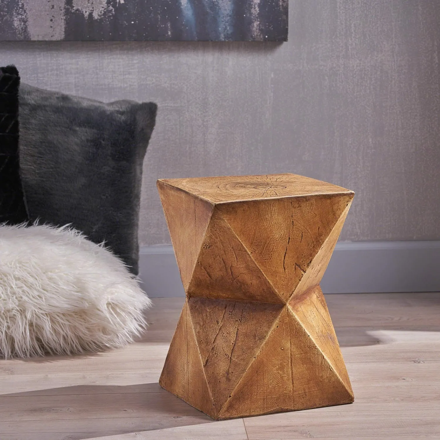 Christopher Knight Home Manuel Light-Weight Concrete Accent Table, Natural, 12.5D x 12.5W x 17.75H in