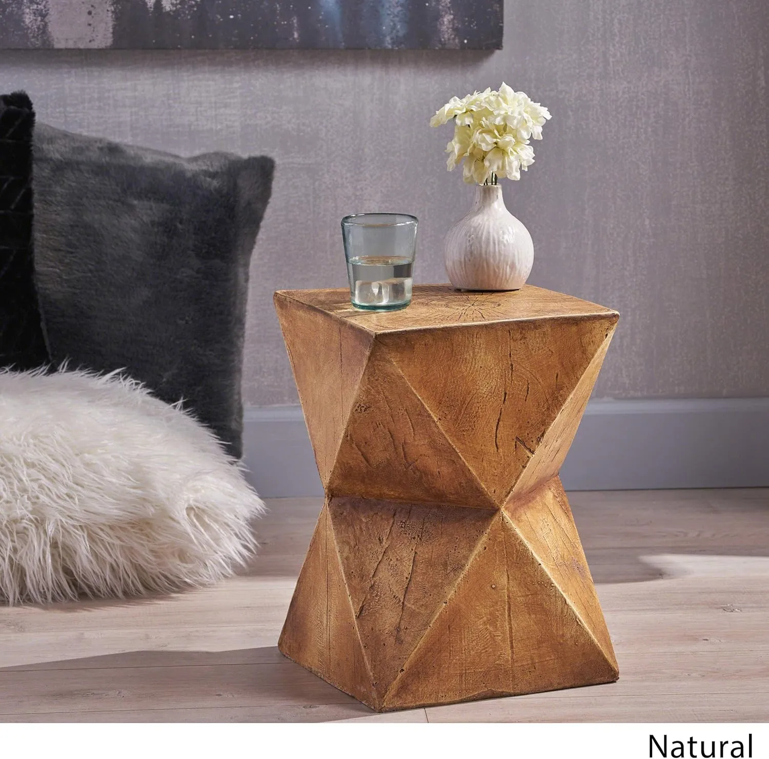 Christopher Knight Home Manuel Light-Weight Concrete Accent Table, Natural, 12.5D x 12.5W x 17.75H in