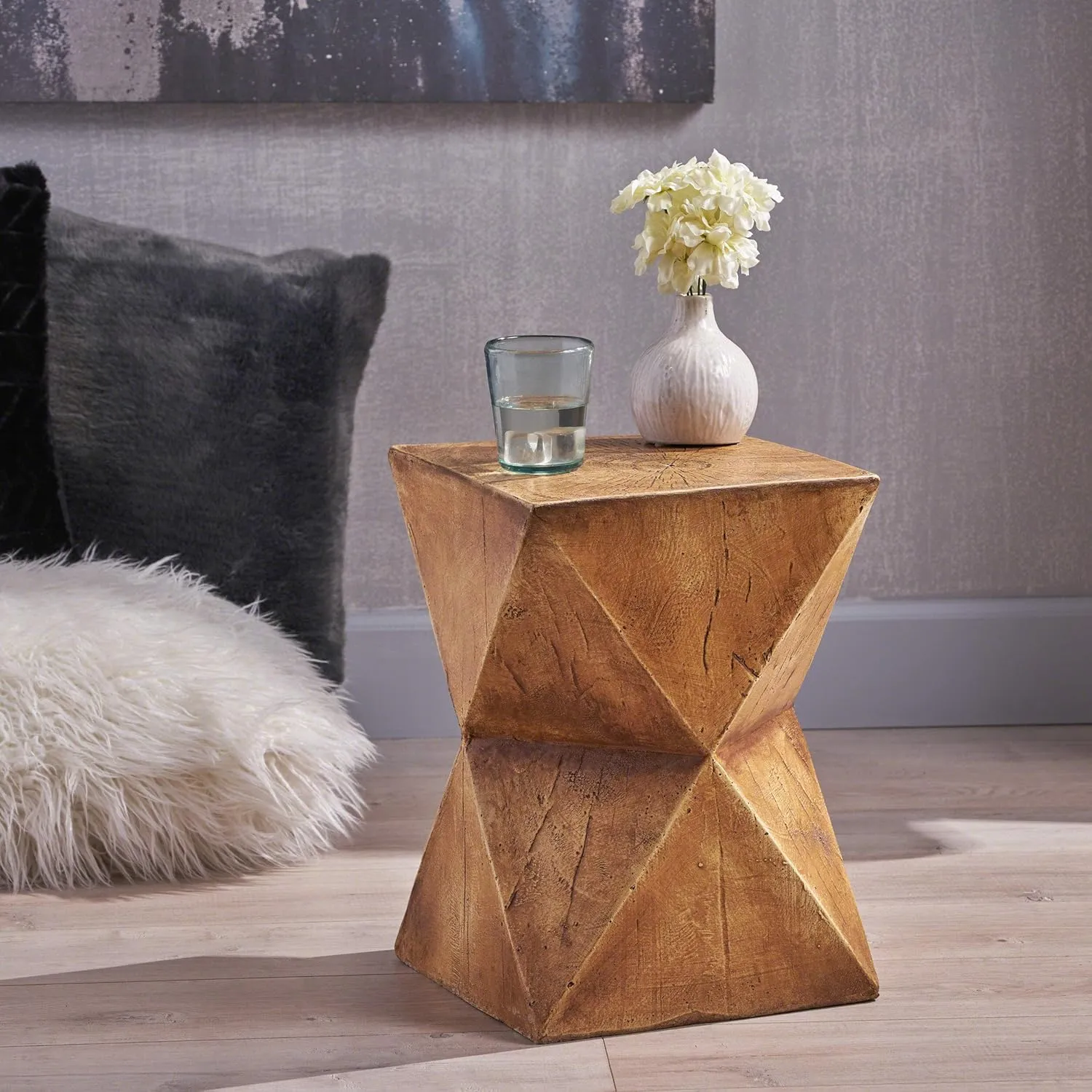 Christopher Knight Home Manuel Light-Weight Concrete Accent Table, Natural, 12.5D x 12.5W x 17.75H in