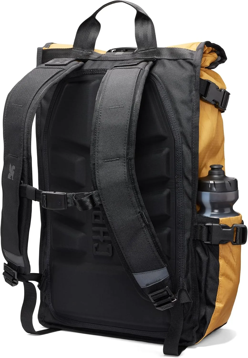 Chrome Industries Barrage 22L Amber X Roll-Top Backpack – Water Resistant Bag for Work, School, Travel – Features Cargo Net & Laptop Pocket
