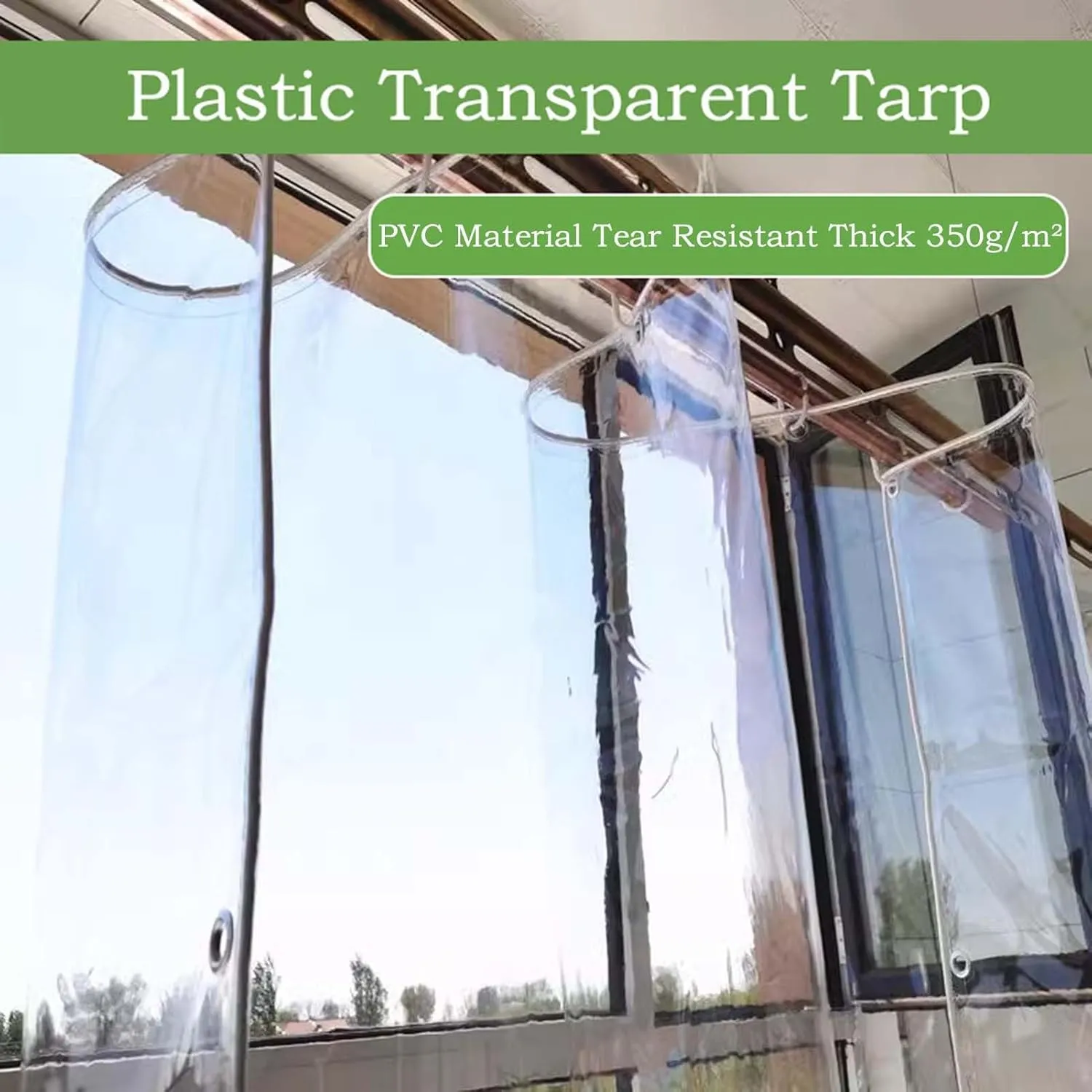 Clear PVC Vinyl Tarp Clear Tarps 4.3x6.6ft, Waterproof Clear Tarps with Grommets, Heavy Duty Waterproof Transparent Tarpaulin for Plants Gardens