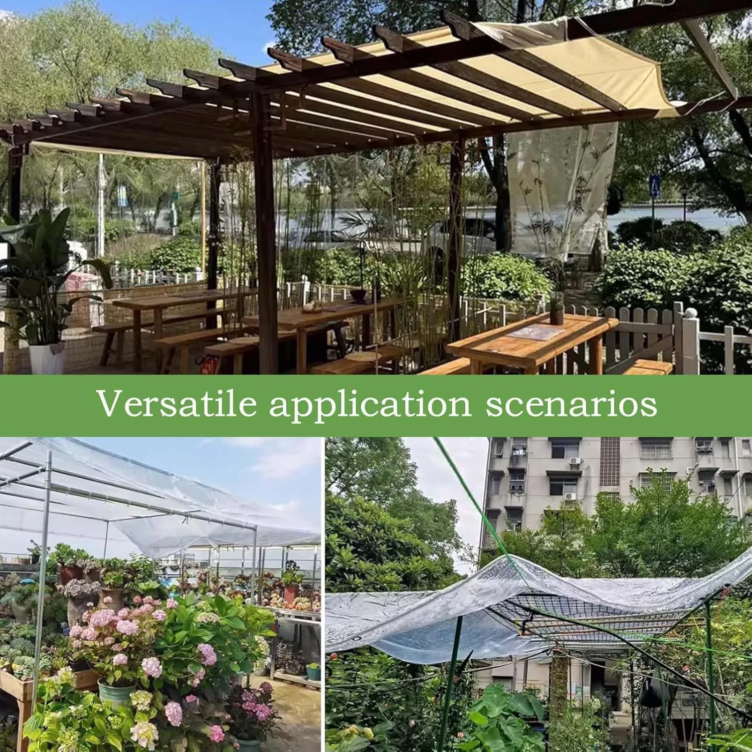 Clear PVC Vinyl Tarp Clear Tarps 4.3x6.6ft, Waterproof Clear Tarps with Grommets, Heavy Duty Waterproof Transparent Tarpaulin for Plants Gardens