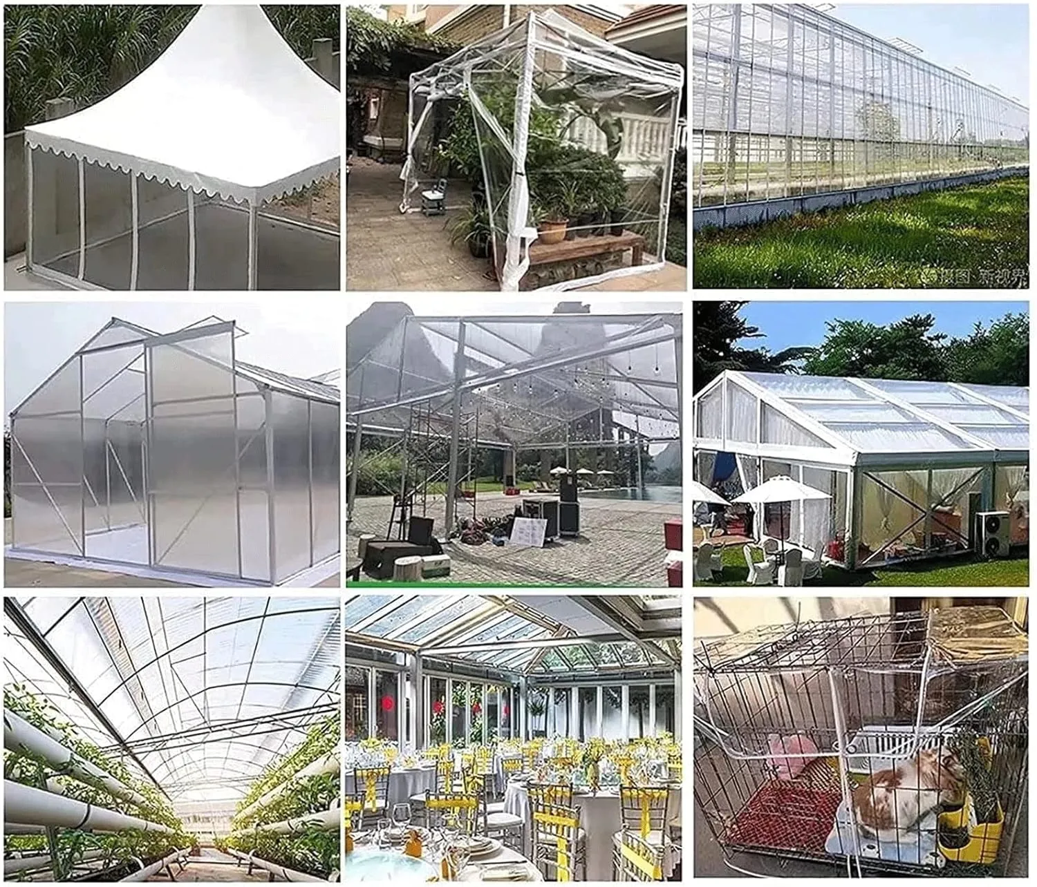 Clear Tarpaulin Waterproof Ground Tent Trailer Cover Heavy Duty Tarps Wind Protectors UV Resistant Tear with Grommets Proof Tarpaulin(4 * 6m)