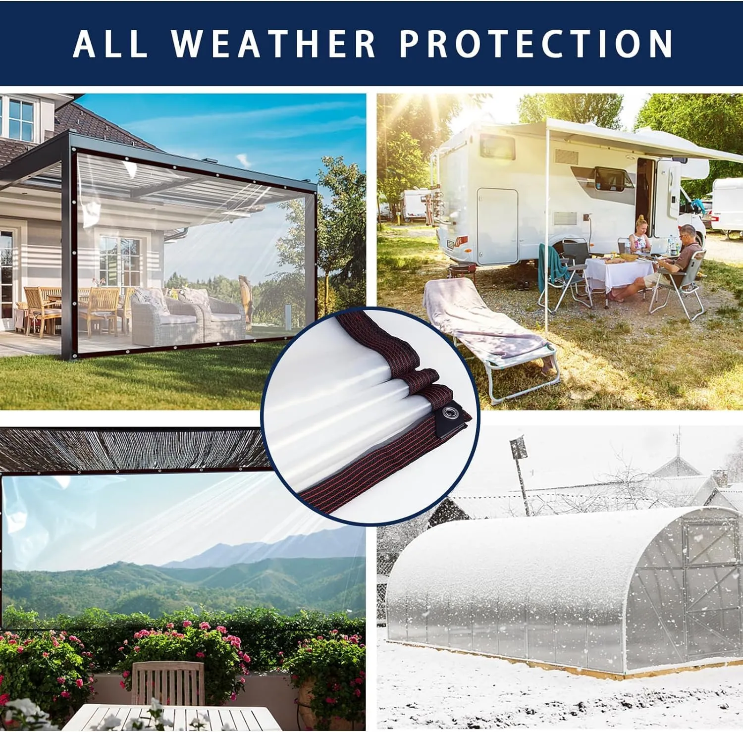 Clear Tarps Waterproof 6X8 with Grommets Clear Vinyl Tarp Heavy Duty Outdoor Clear Plastic Tarp Clear PVC Tarp Covering for Patio Henhouse Porch Canopy Plant Camping