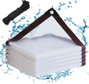 Clear Tarps Waterproof 6X8 with Grommets Clear Vinyl Tarp Heavy Duty Outdoor Clear Plastic Tarp Clear PVC Tarp Covering for Patio Henhouse Porch Canopy Plant Camping