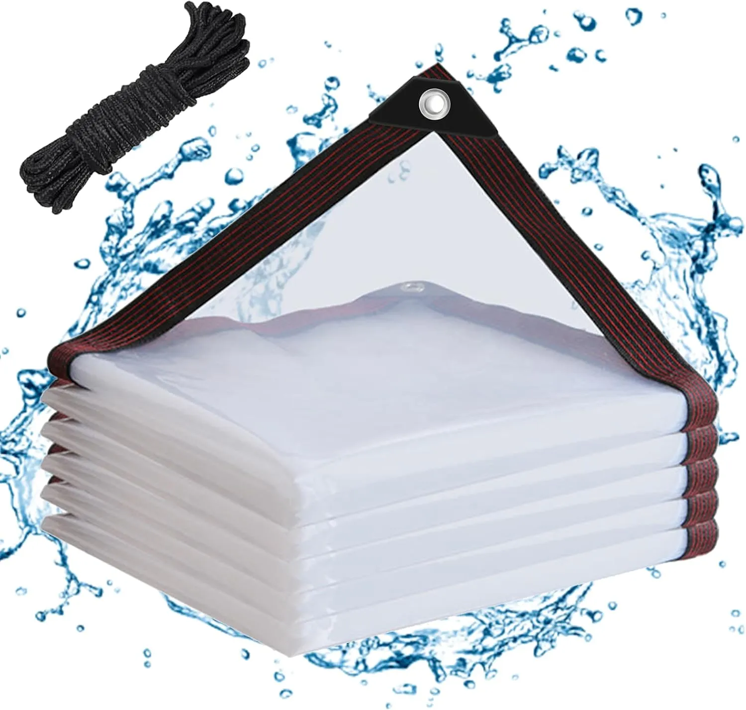 Clear Tarps Waterproof 6X8 with Grommets Clear Vinyl Tarp Heavy Duty Outdoor Clear Plastic Tarp Clear PVC Tarp Covering for Patio Henhouse Porch Canopy Plant Camping