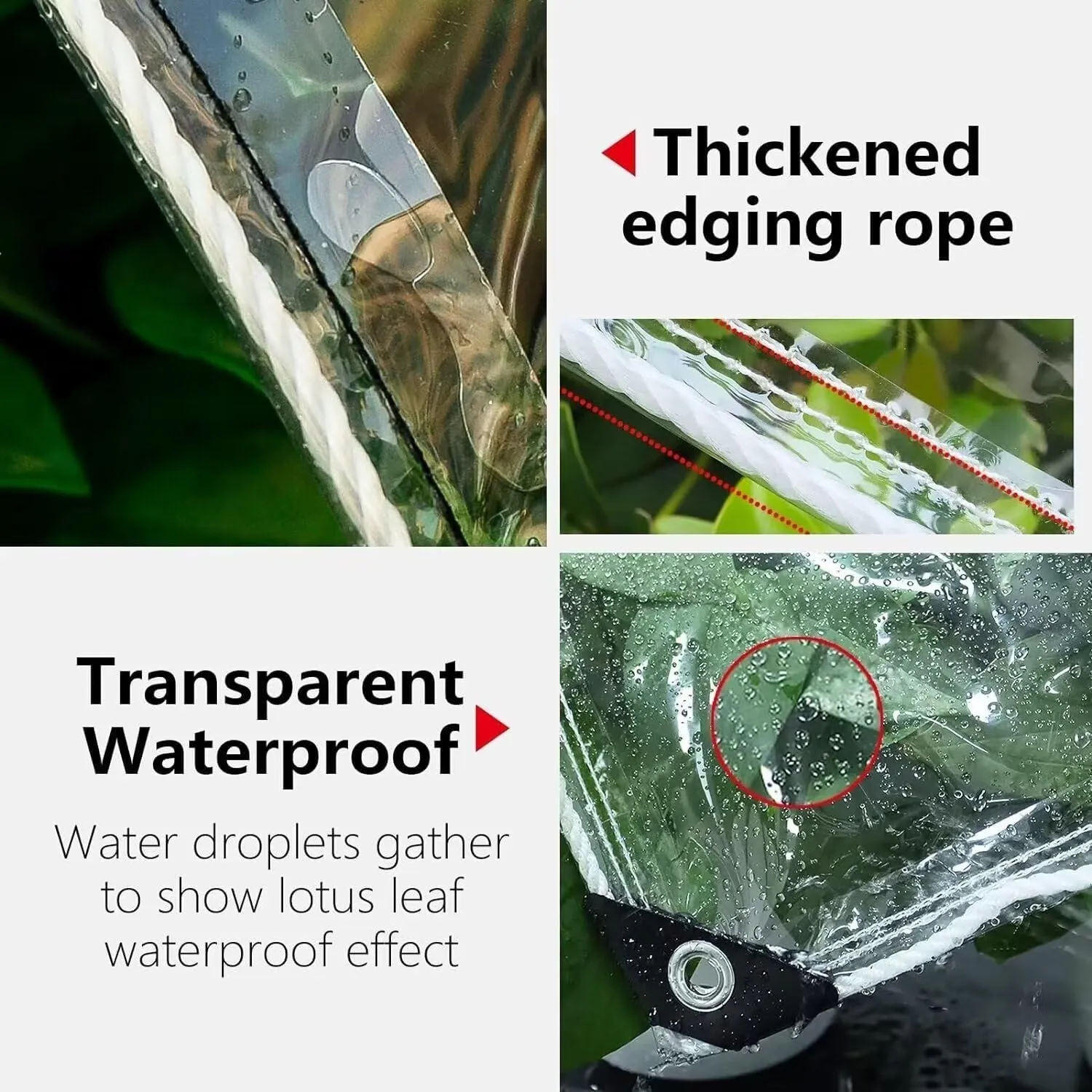 Clear Tarps with Grommets 14 Mil Clear PVC Tarp 400g/m² Thickened Tear Resistant, for Camping, Plants Greenhouse, Cars, Patio (4' X 7')