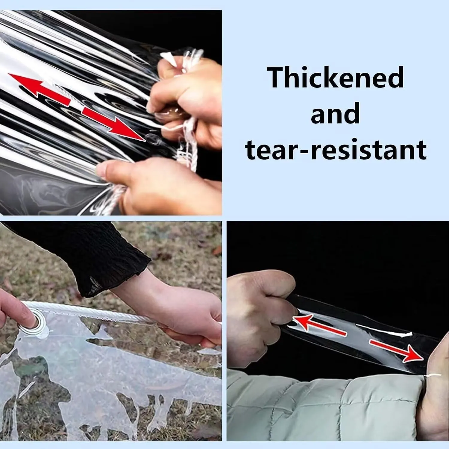 Clear Tarps with Grommets 14 Mil Clear PVC Tarp 400g/m² Thickened Tear Resistant, for Camping, Plants Greenhouse, Cars, Patio (4' X 7')