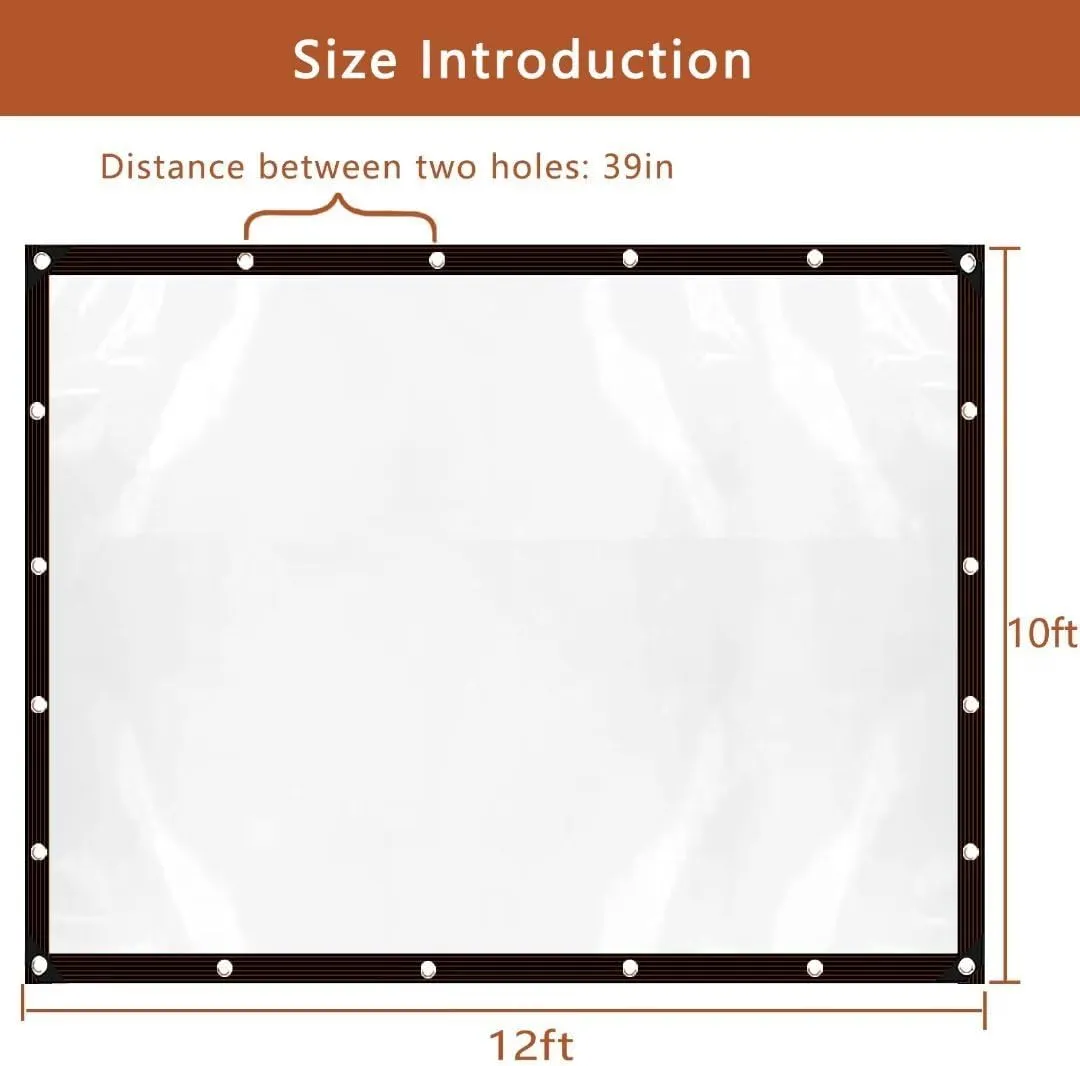 Clear-Waterproof-Tarps-Outdoor-10x12ft, Poly Tarpaulin Tarps Transparent Anti-Tear Thin Cover with Rustproof Grommets for Patio Enclosure Gardening Chicken Coop
