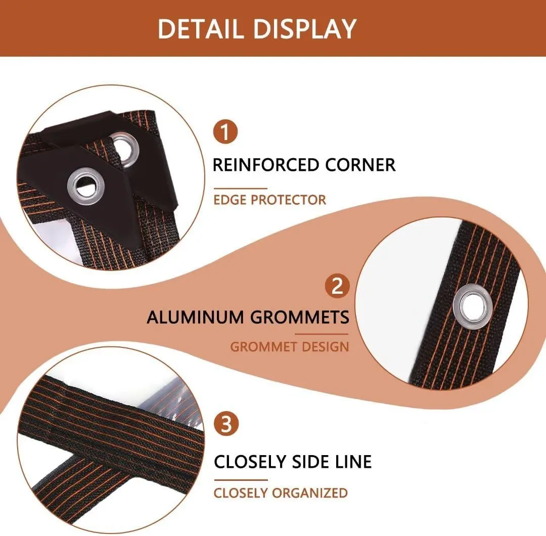 Clear-Waterproof-Tarps-Outdoor-10x12ft, Poly Tarpaulin Tarps Transparent Anti-Tear Thin Cover with Rustproof Grommets for Patio Enclosure Gardening Chicken Coop