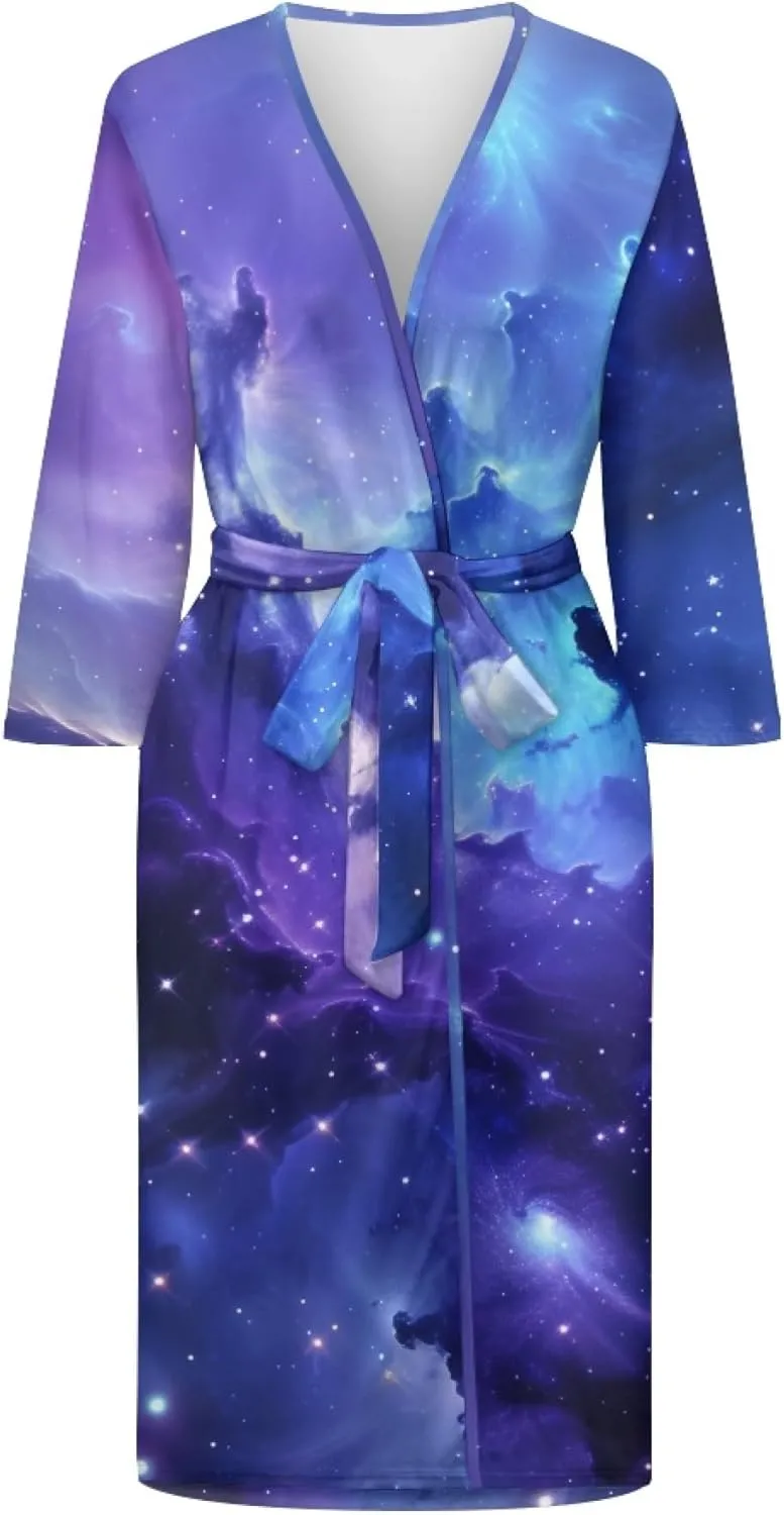 CLOHOMIN Womens Robes Lightweight 3/4 Sleeves Bathrobe Long Sleepwear Nightgrown Home Loungewear