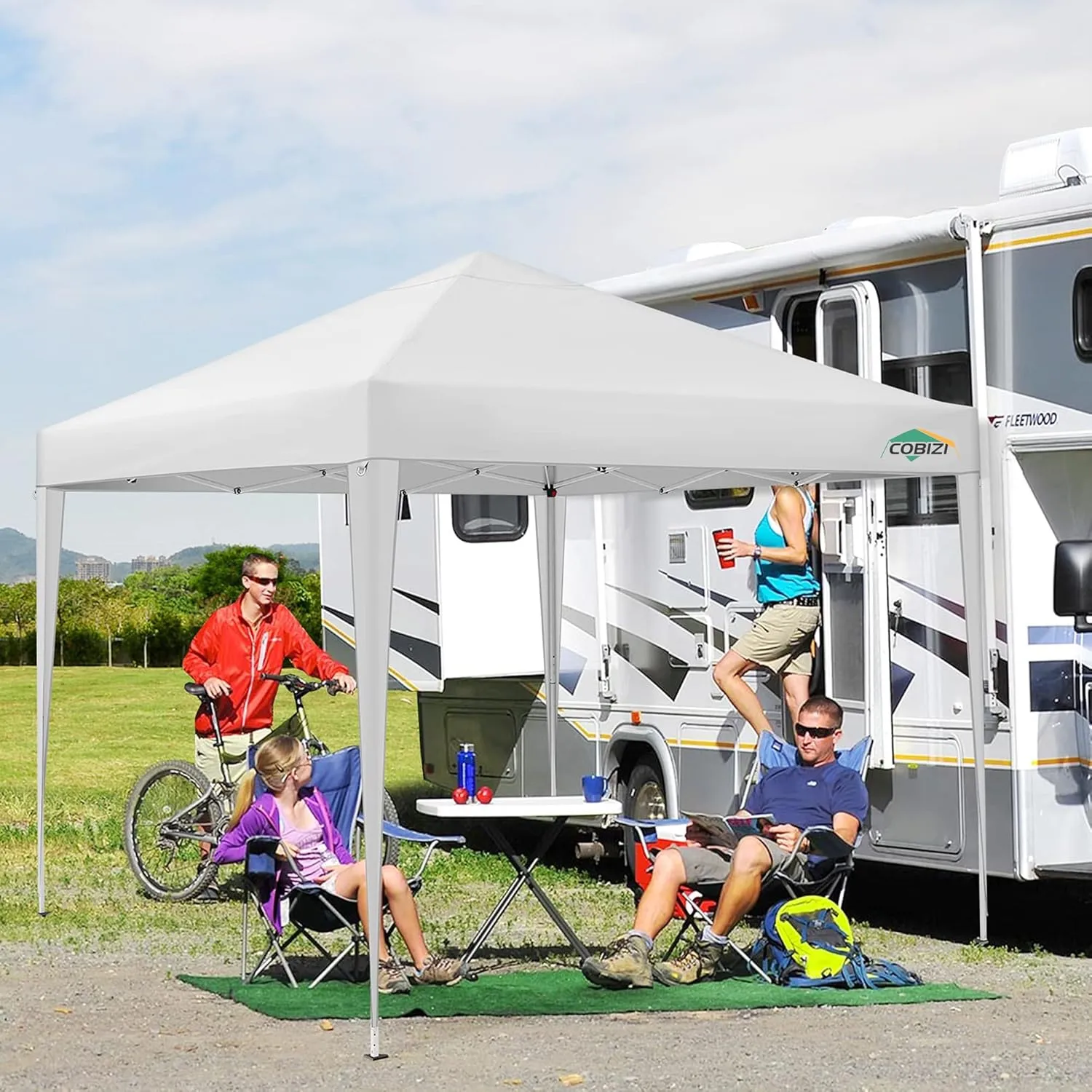 COBIZI 10x10 Pop Up Canopy Tent with 4 Removable Sidewalls Waterproof Commercial Instant Shelter Outdoor Party Tent Portable Canopy Tent for Parties with Carry Bag, Ropes, Stakes (White, 10'x10')
