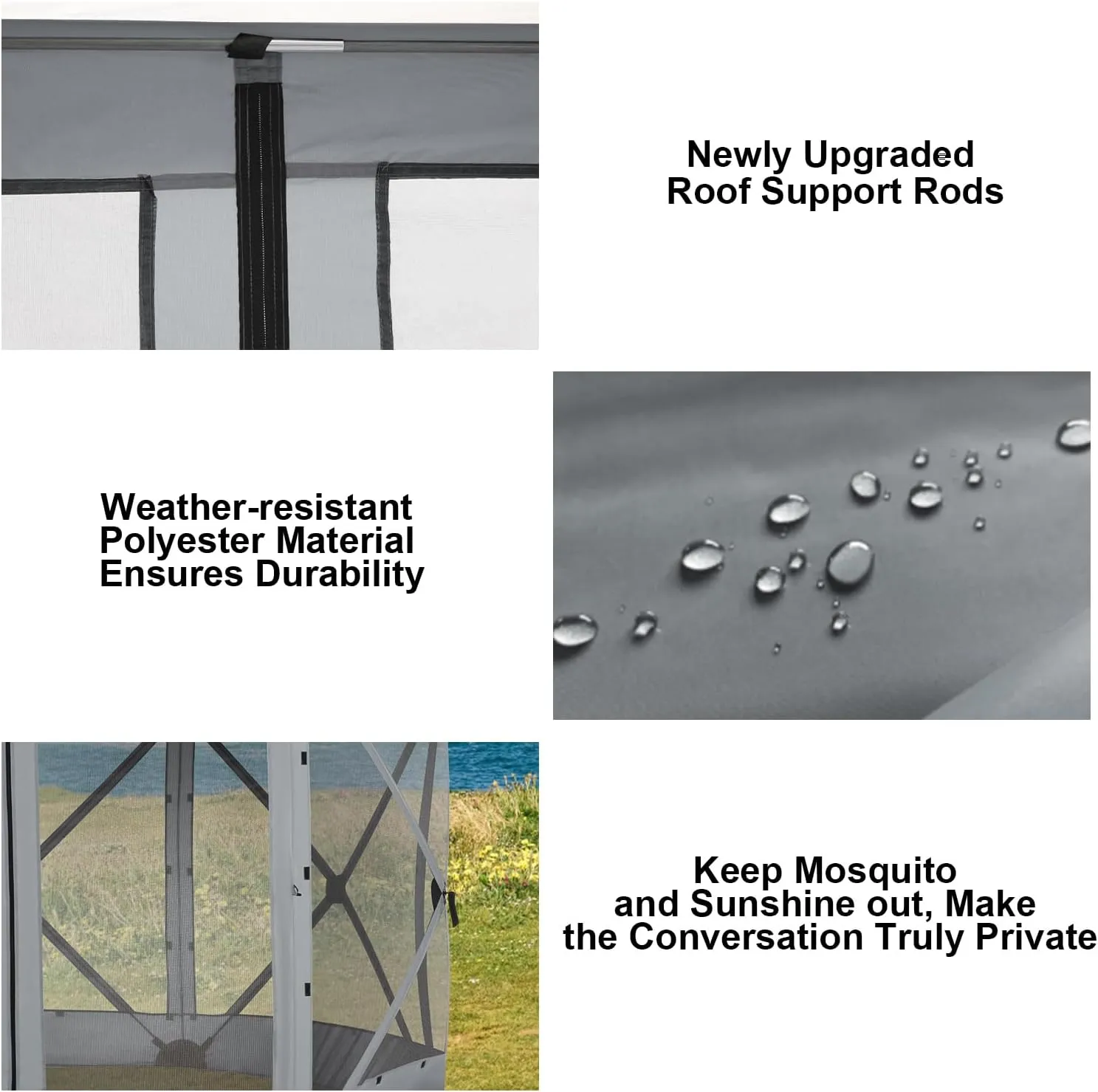 COBlZl Pop Up Gazebo 12x12 Screen House for Camping, Outdoor Instant Stargazing Gazebo Canopy with Awning 2.0, Portable Hub Tent with Mosquito Netting, Pavilion Tent for Backyard,Gray