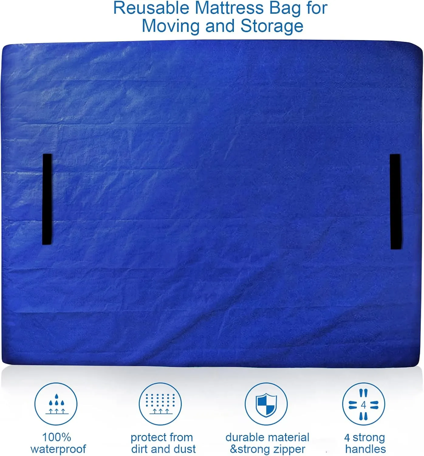 Coldwind Waterproof Mattress Cover for Storage & Moving, Heavy Duty Handles, Strong Zipper, Reusable Twin Size Blue Mattress Bag