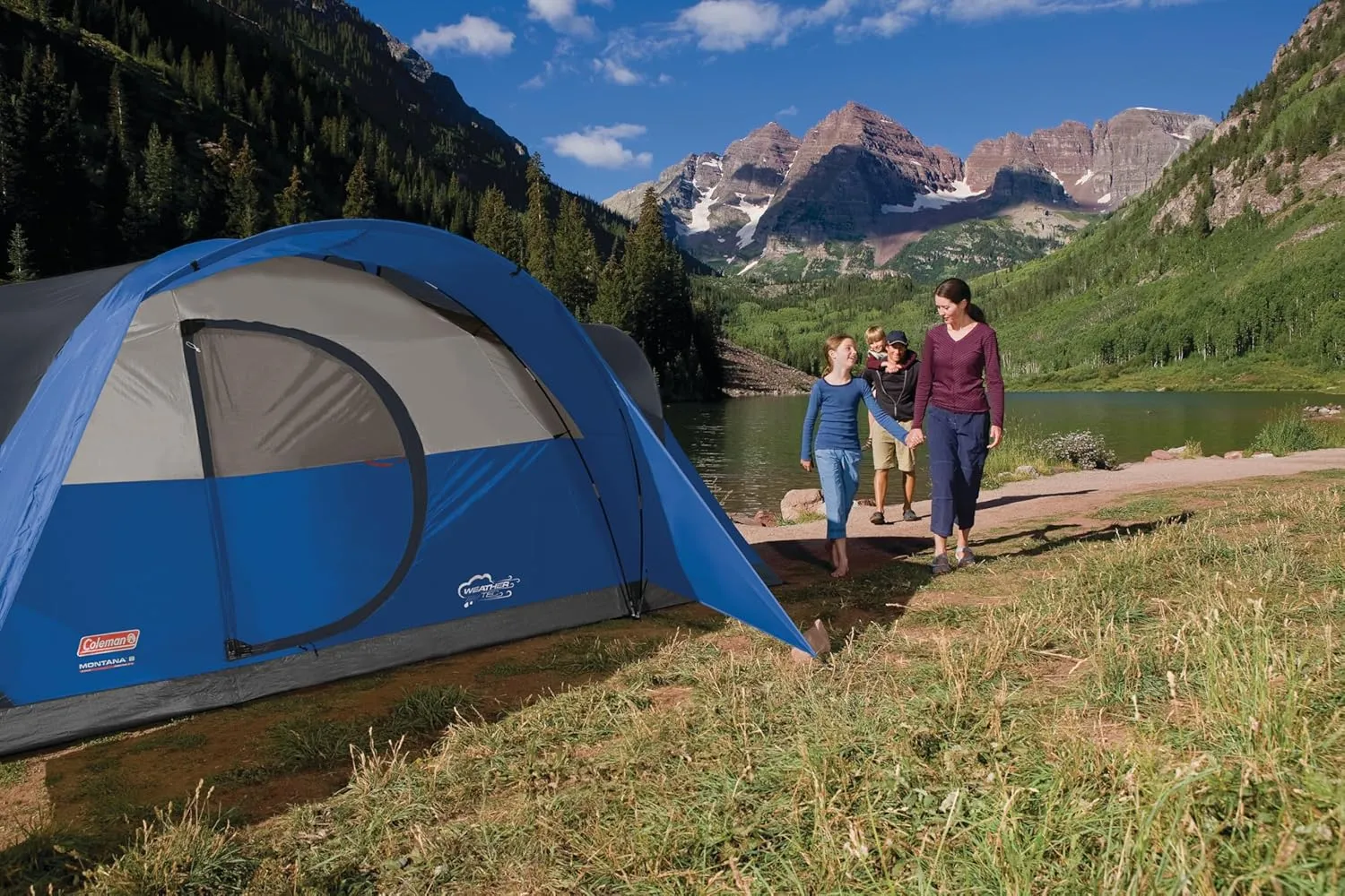 Coleman Montana 8P Family Tent with Waterproof Rainfly & Expandable Carry Bag Spacious Tent Fits 3 Queen Airbeds Sets Up in 15 Minutes