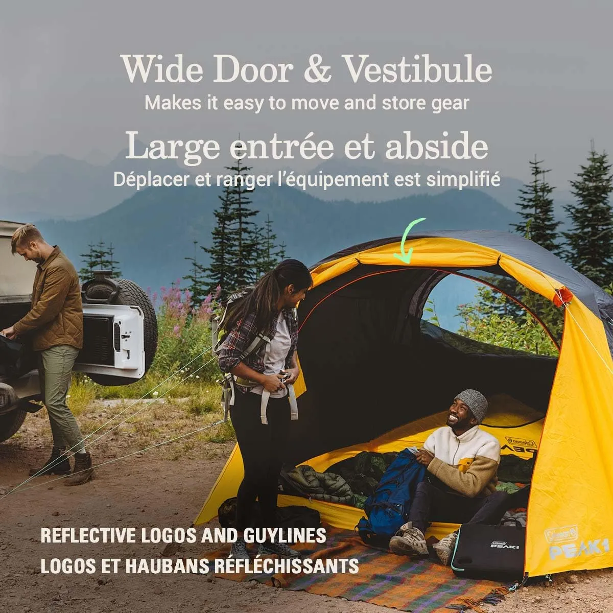 Coleman PEAK1 Premium Backpacking Tent, Waterproof Fabric with 2,000mm Waterhead Rating can Withstand Winds up to 45 MPH; Wide Door, Star View Window, & Footprint Included, 1/2/3/4/6 Person Tent