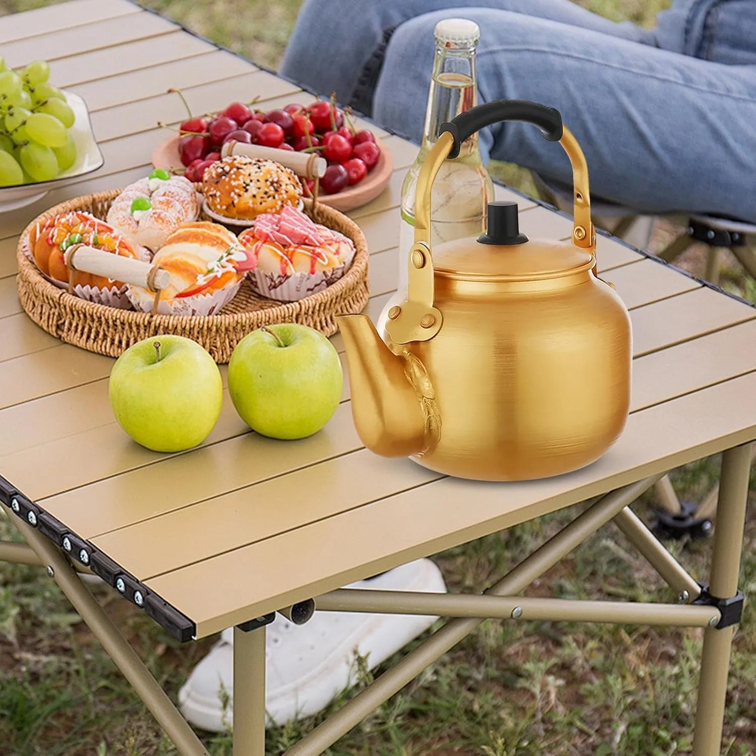 Compact Kettle Pot - Aluminum Kettle | Aluminum Coffee, Outdoor Camping Coffee Pot,aluminum Whistling, Tea Maker Teapot Warmer Small Teapot Water Boiler For Hiking Picnic