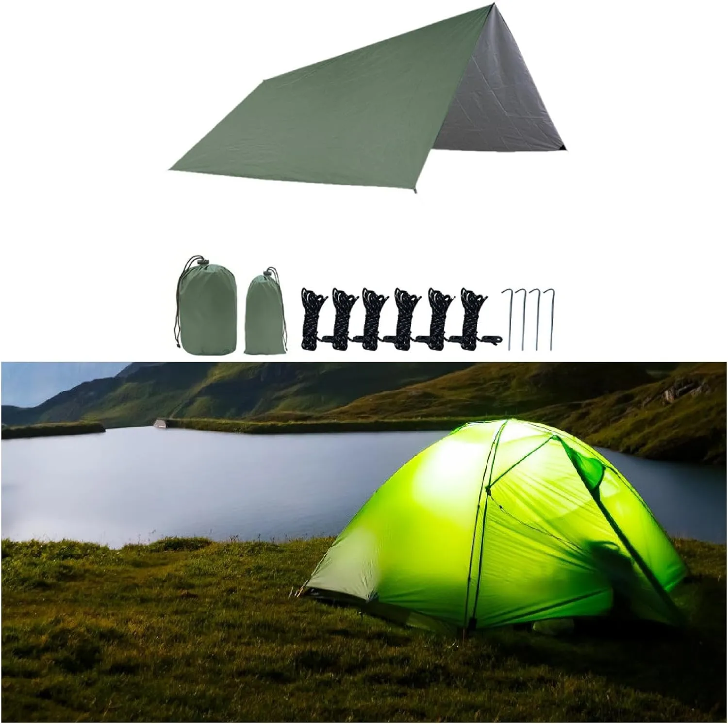 Compact Tarp for Camping and Outdoor Use with Storage Bag