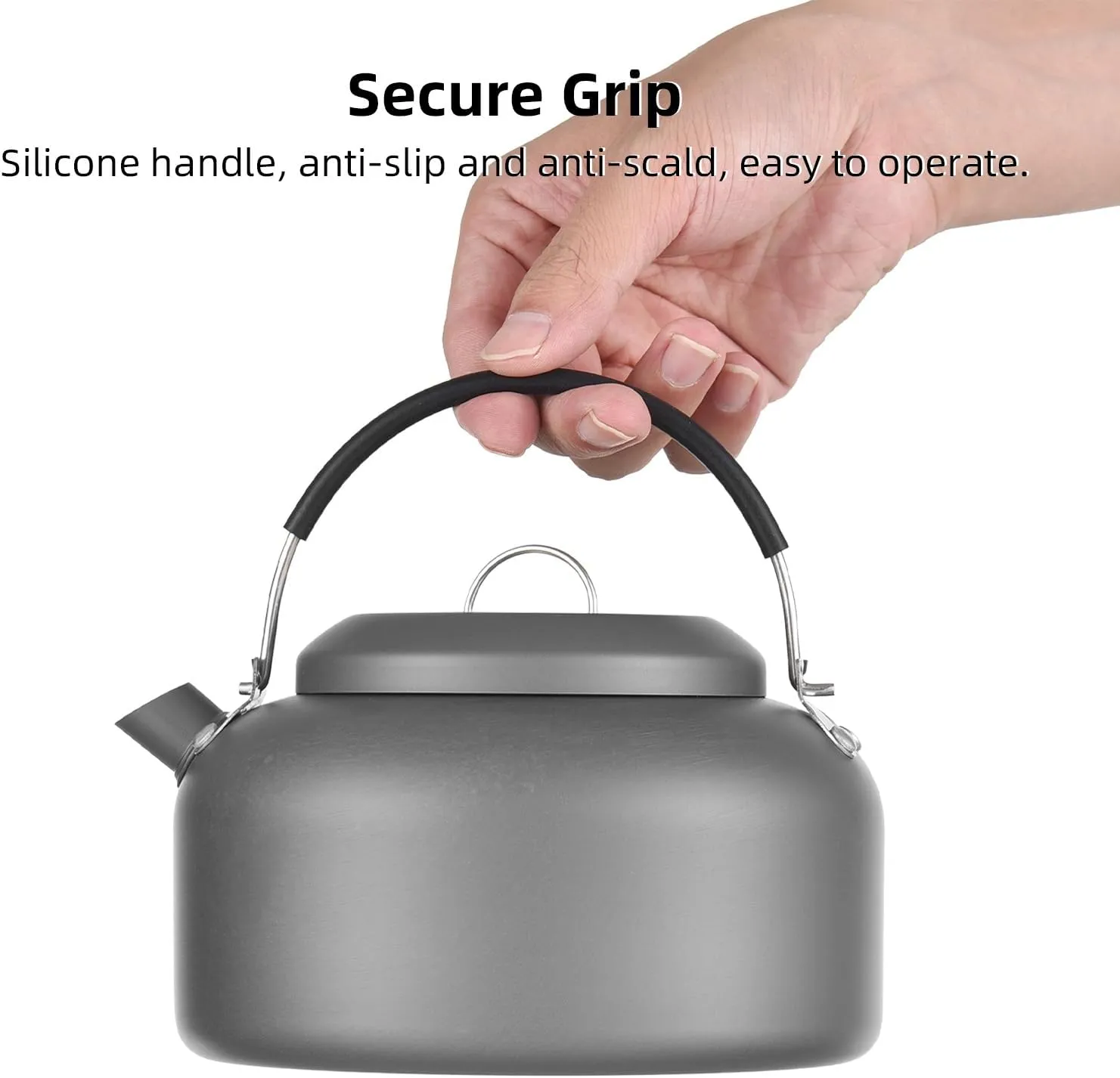 Convenient Foldable Handle 1.4L Camping Kettle, Backpacking Kettle Easy Clean Compatible Most Stoves for Stove Top, Boiling Water, Outdoor (kettle)