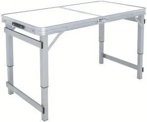 Convenient Outdoor Portable Folding Table, Lightweight Aluminum Design with Adjustable Heights for Camping and Picnics, Beige and Silver Gray