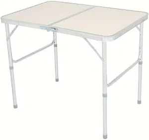 Convenient Outdoor Solution with Lightweight Folding Table, 3 Adjustable Heights for Camping, Picnics or Barbecues, Beige and Silver Gray