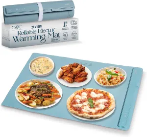 COOK WITH COLOR 350W Electric Food Warming Mat - Portable, Adjustable, Quick Heating Auto Shut-Off, Rollable Silicone Pad