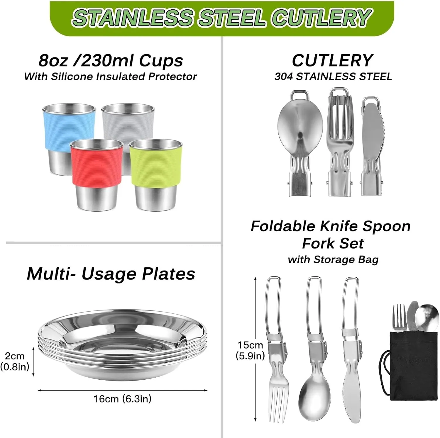 Cookware Outdoor Cooking Cookware Utensils Kit Family Hiking Travel Picnic Tableware Collapsible Bowl Pan Knife Fork