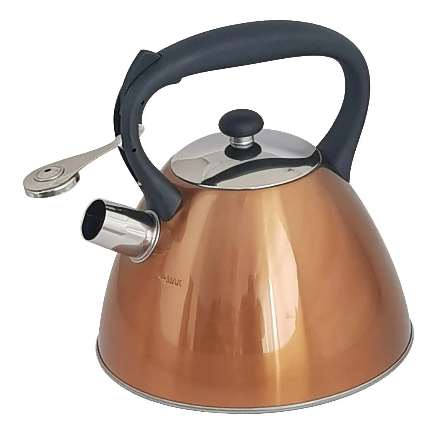 Copper Whistling Kettle Stainless Steel  3.0L Metallic Gas Electric Hobs Voche