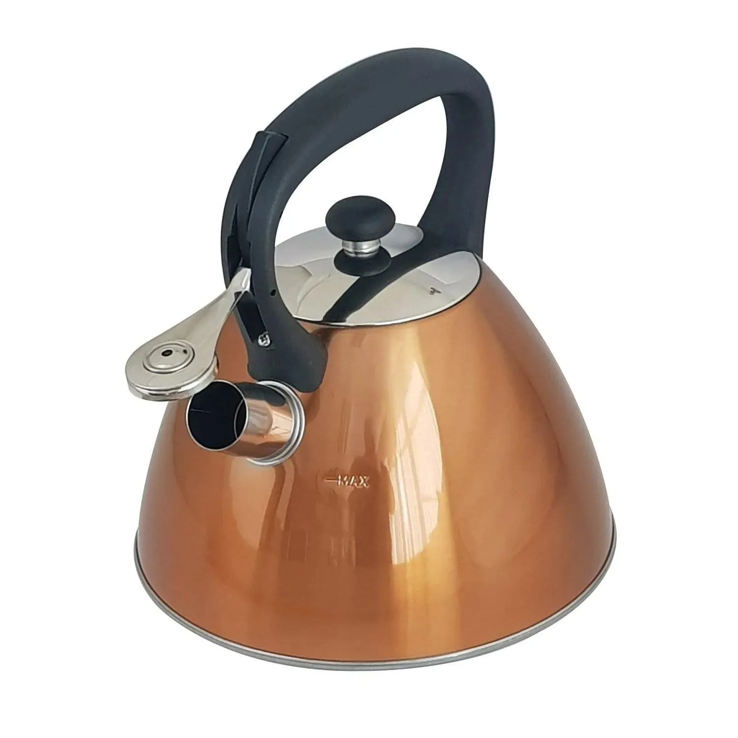Copper Whistling Kettle Stainless Steel  3.0L Metallic Gas Electric Hobs Voche