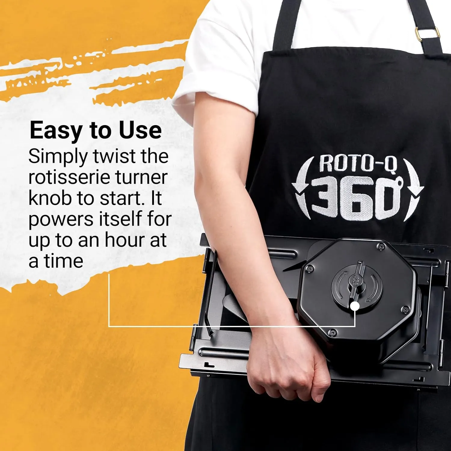 Cordless Universal Rotisserie Kit for Grills Ovens and Smokers - Non-Electric Wind-up Spit Roaster, Gas or Charcoal BBQ - Compatible with Kamado Joe Green Egg Kettle (Black)