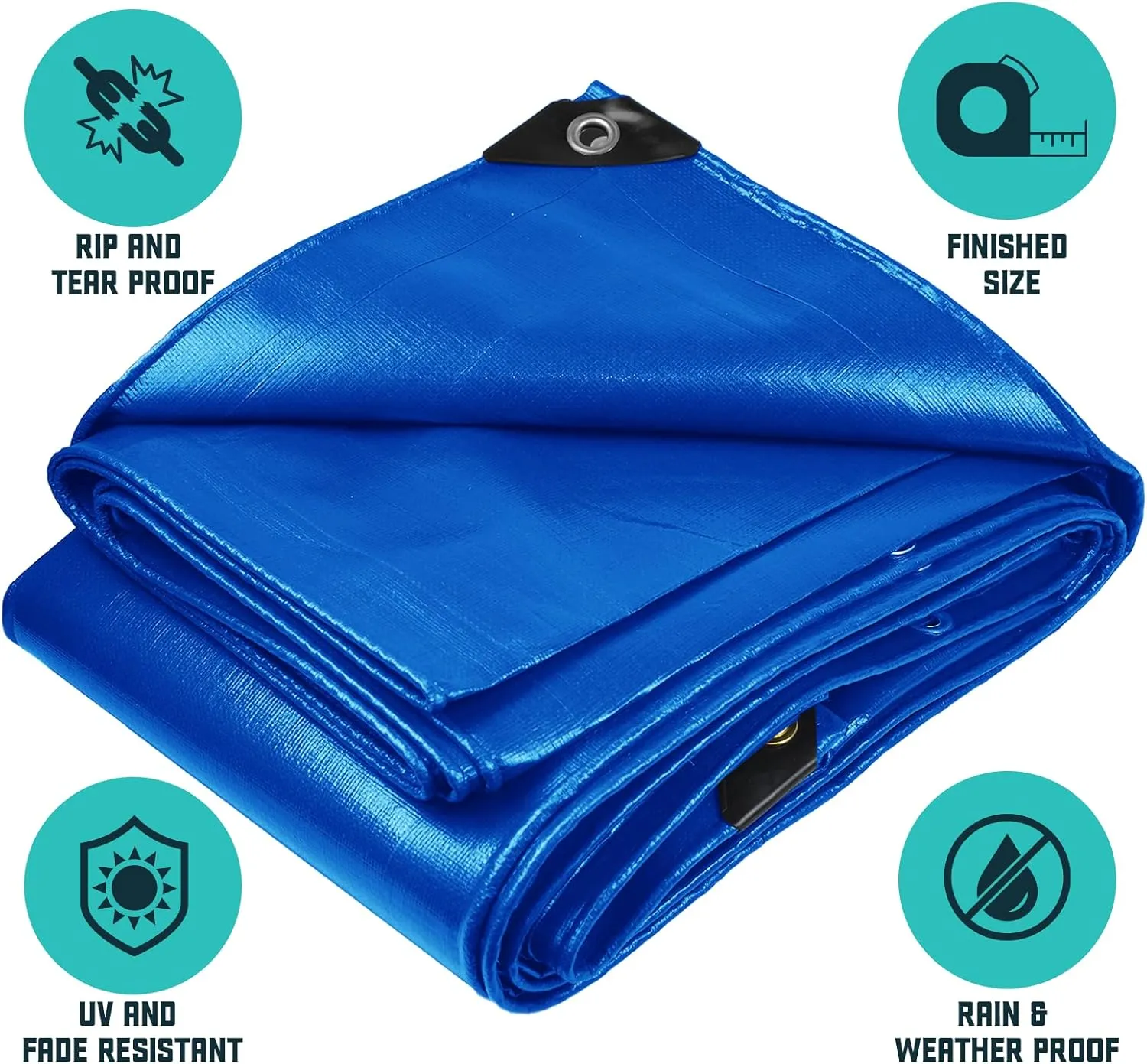 Core Tarps Extra Heavy Duty 16 Mil Tarp Cover, Waterproof, UV Resistant, Rip and Tear Proof, Poly Tarpaulin with Reinforced Edges for Roof, Camping, Patio, Pool, Boat (Blue 12′ X 12′)