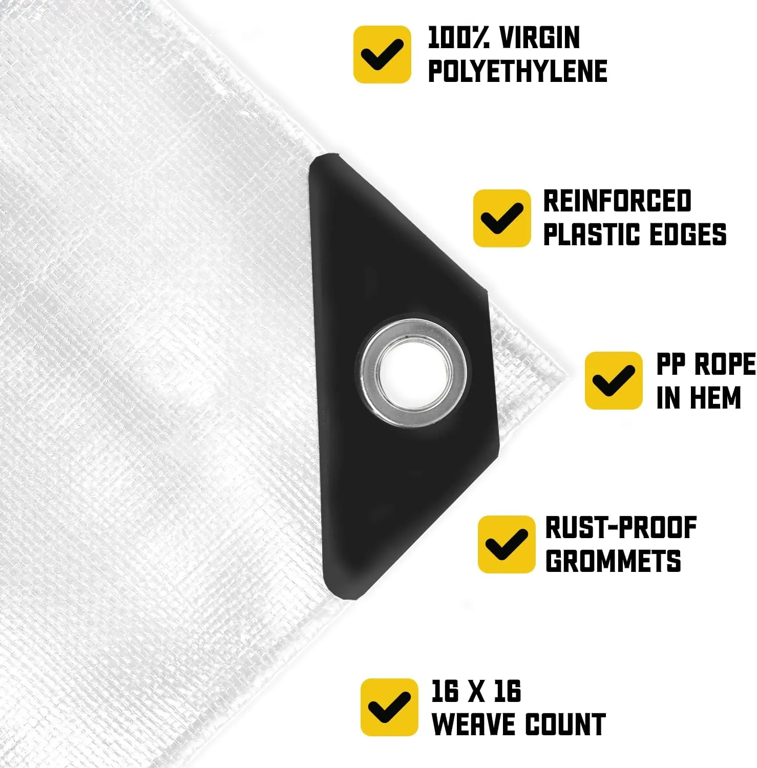 Core Tarps Extreme Heavy Duty 20 Mil Tarp Cover, Waterproof, UV Resistant, Rip and Tear Proof, Poly Tarpaulin with Reinforced Edges for Roof, Camping, Patio, Pool, Boat (White 10′ X 12′)