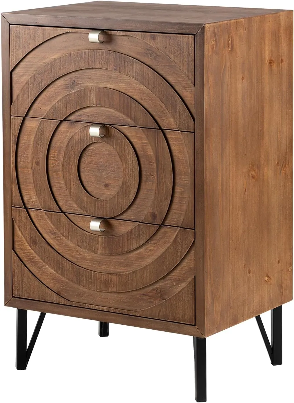 COSIEST Nightstand, Rustic End Table with 3 Drawers, Vintage Wood Bedside Table with Strudy Legs, Modern Side Table Accent Nightstand for Bedroom, Living Room