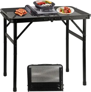 COSYAWN 3x2 FT Portable Medium Folding Grill Table with Mesh Desktop, Aluminum Lightweight Height Adjustable Outdoor Picnic Table for Camping BBQ Garden Party