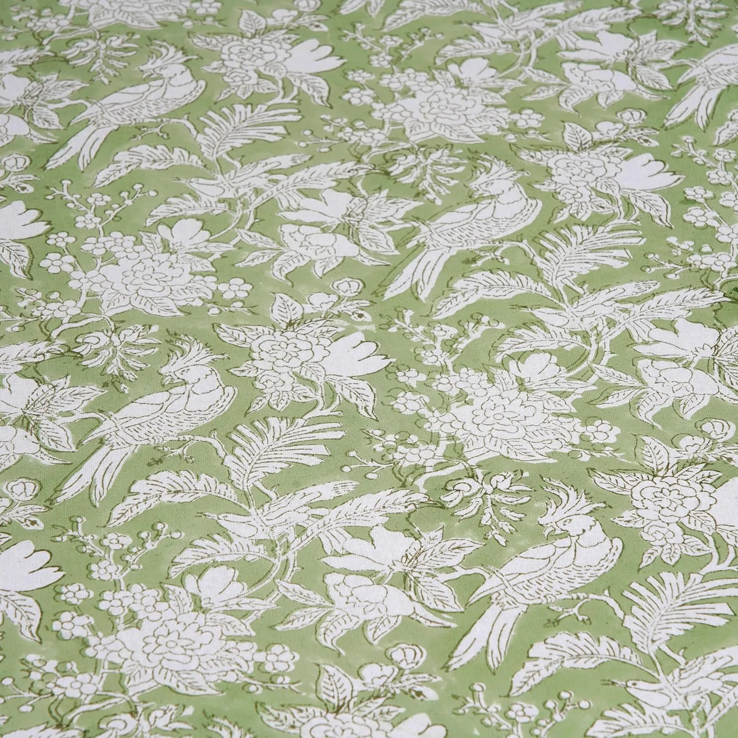 CPC Round Tablecloth- Cotton Indian Block Print Tablecloth -Handmade Printed Washable Cotton Table Cloth - Spring/Summer, Weding Table Cover - Olive Green 110 Inch