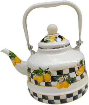 Creative Enamel Tea Kettle, Water Pitcher Heat Resistant Multiuse Lemon Enamel Pot, 1.7L