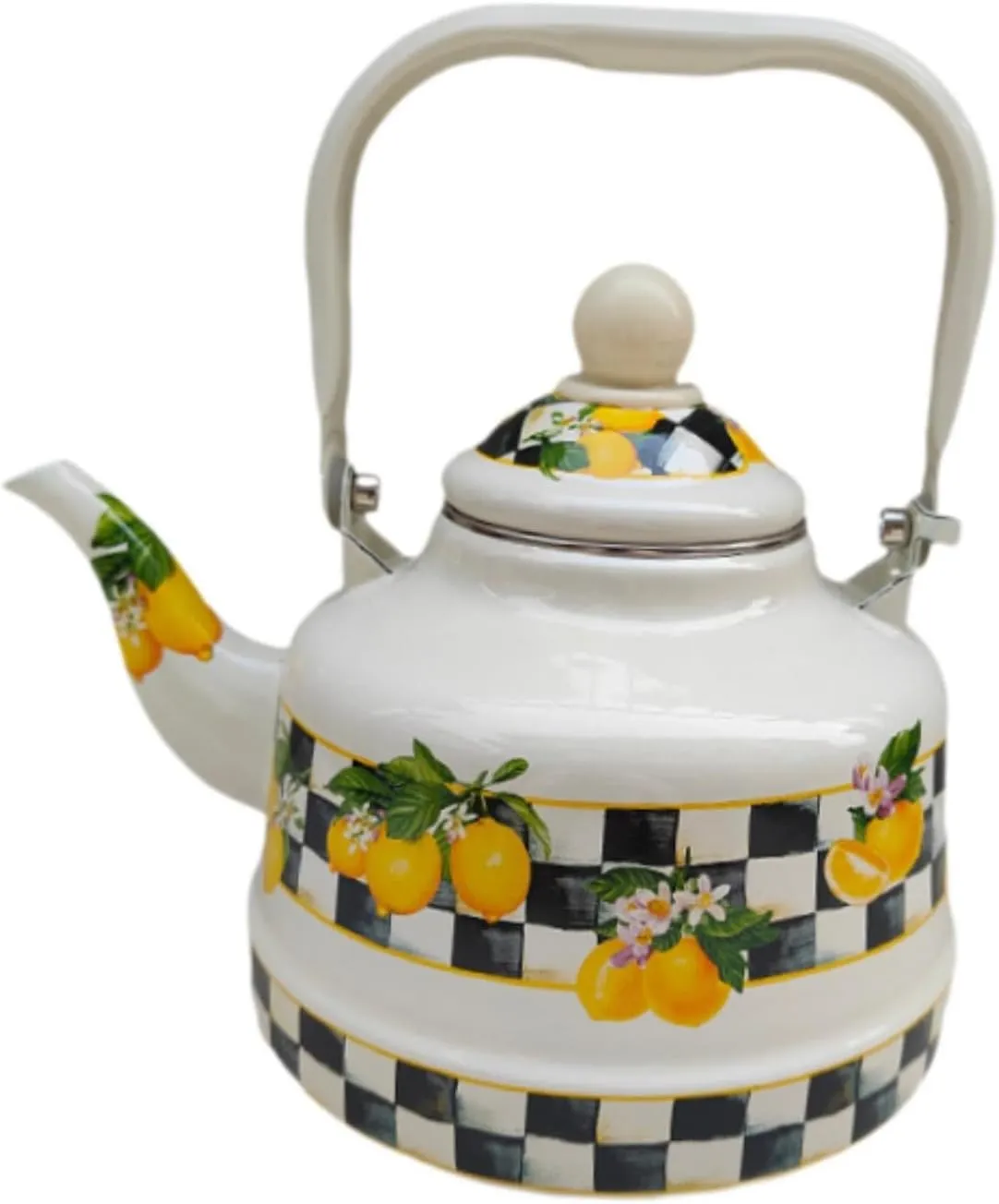 Creative Enamel Tea Kettle, Water Pitcher Heat Resistant Multiuse Lemon Enamel Pot, 1.7L