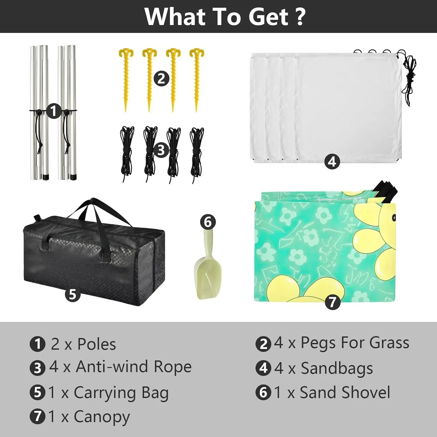 Cute Yellow Daisies Turquoise Canopy Tent Beach Outdoor Patio Shade Cute Outside Camping Sun Shelter Yard Windproof with Anchor Poles Easy up 9.2 × 10.5 FT