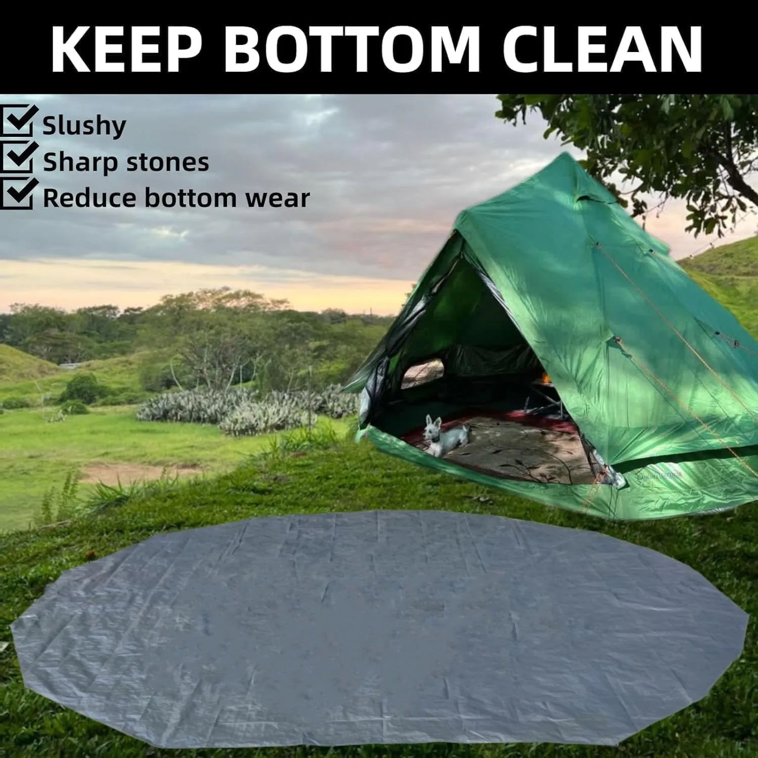 DANCHEL OUTDOOR Bell Tent Footprint Waterproof Round Tarp Ground Sheet for Yurt Tent Glamping Tent Camping Accessories, 4M/13ft, Black,Universal