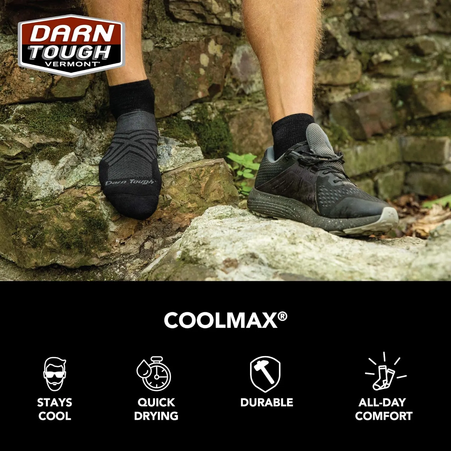 Darn Tough (1055) Run Coolmax 1/4 Ultra-Lightweight with Cushion Men's Sock
